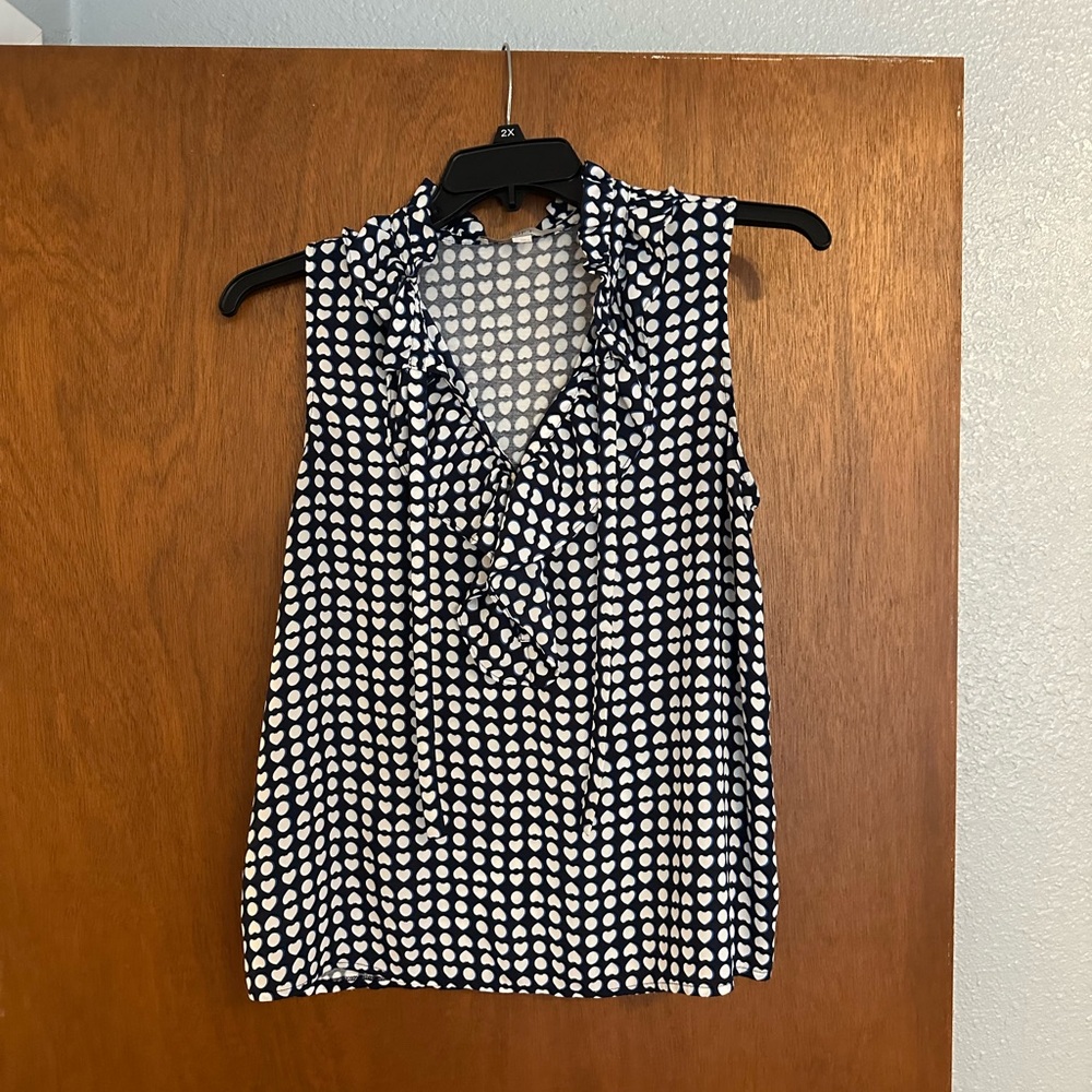 LOFT Navy and White Blouse